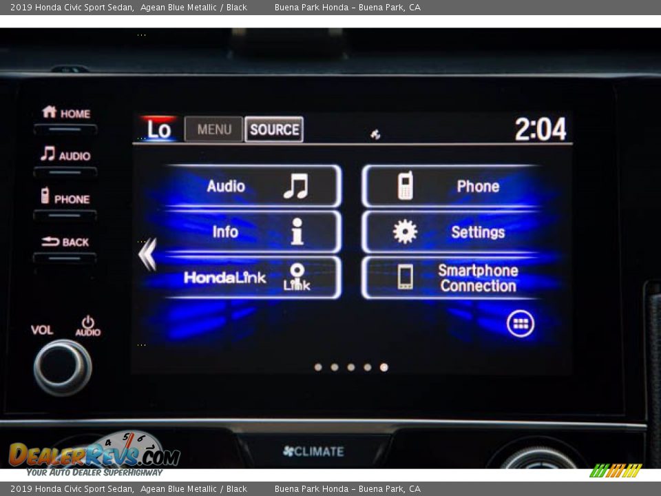 2019 Honda Civic Sport Sedan Agean Blue Metallic / Black Photo #24