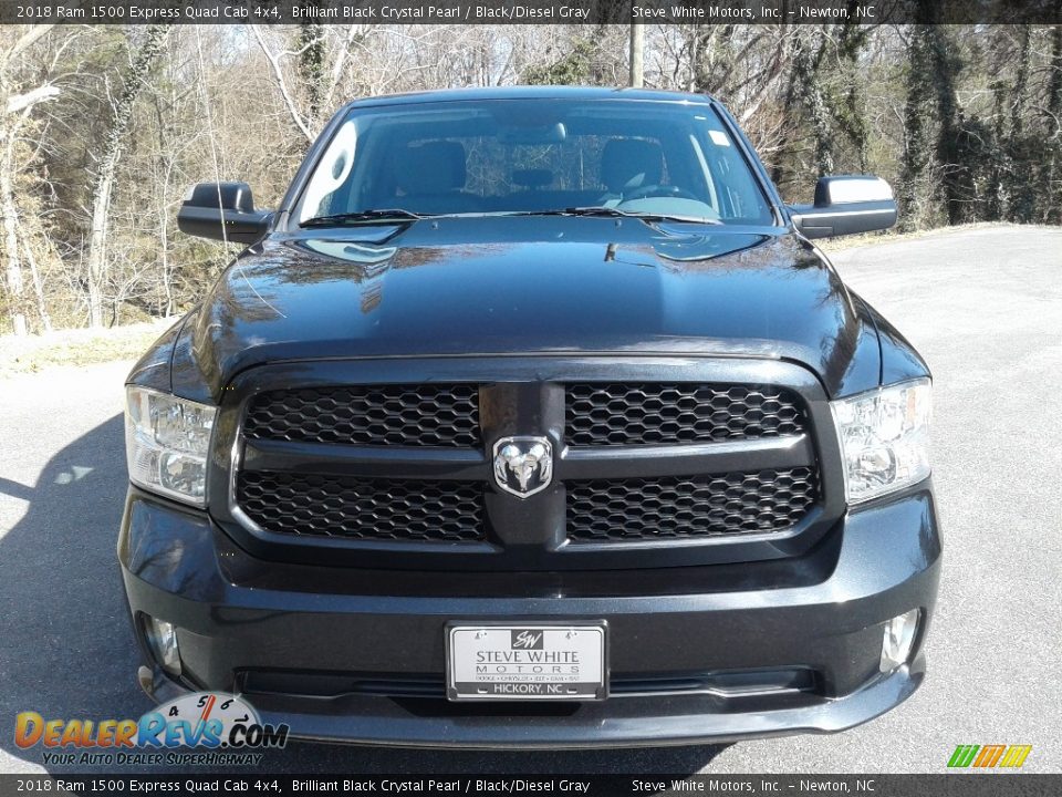 2018 Ram 1500 Express Quad Cab 4x4 Brilliant Black Crystal Pearl / Black/Diesel Gray Photo #3