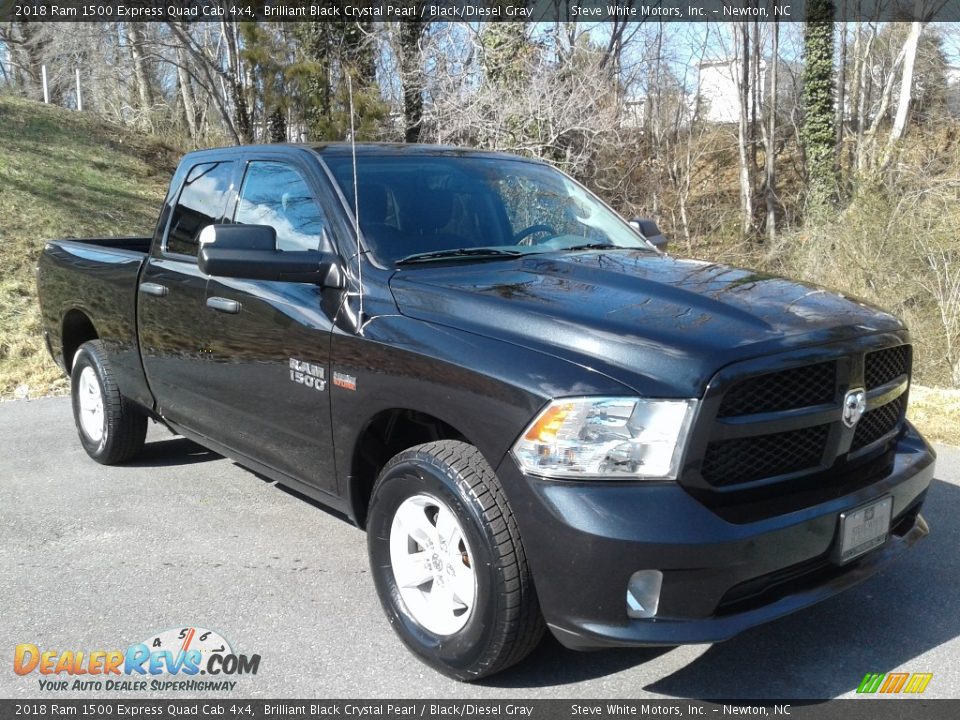 2018 Ram 1500 Express Quad Cab 4x4 Brilliant Black Crystal Pearl / Black/Diesel Gray Photo #4