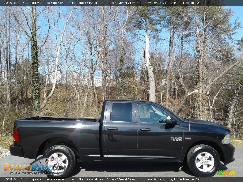 2018 Ram 1500 Express Quad Cab 4x4 Brilliant Black Crystal Pearl / Black/Diesel Gray Photo #5