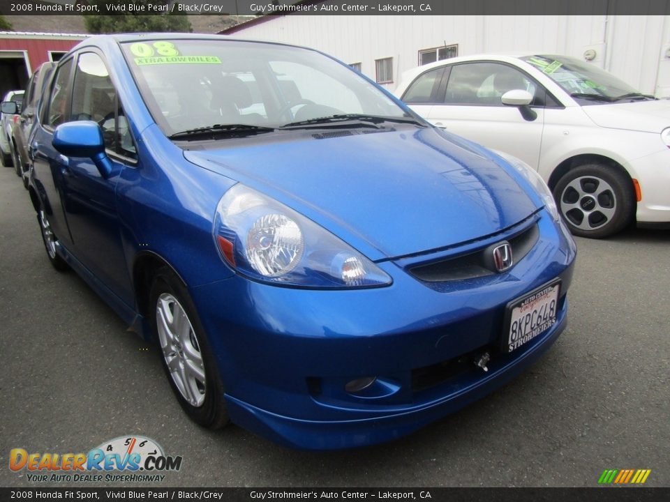 2008 Honda Fit Sport Vivid Blue Pearl / Black/Grey Photo #1