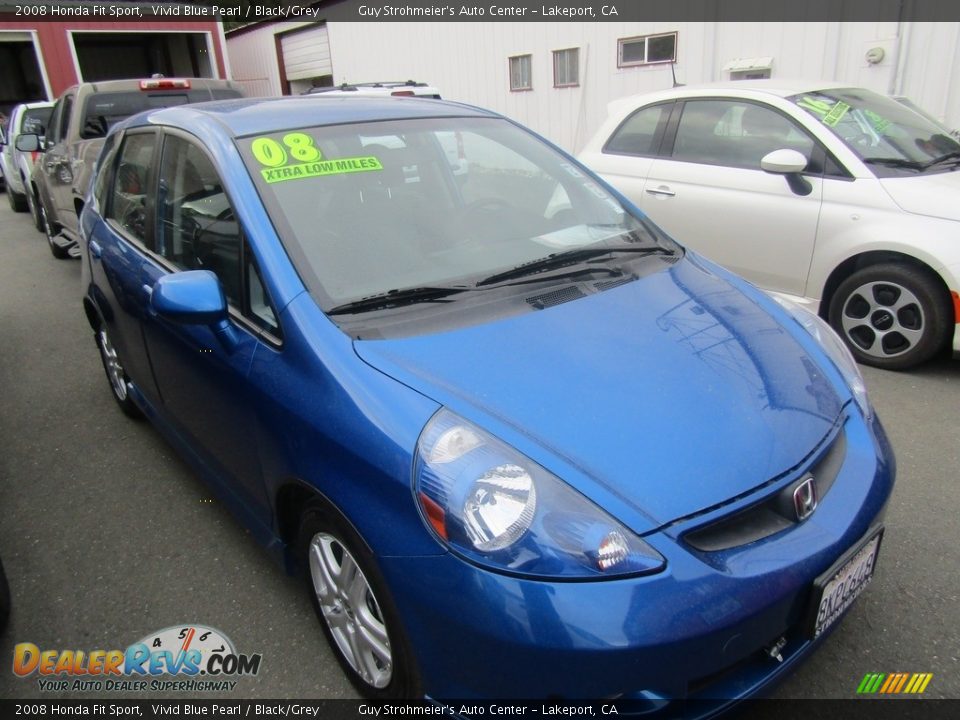 2008 Honda Fit Sport Vivid Blue Pearl / Black/Grey Photo #2