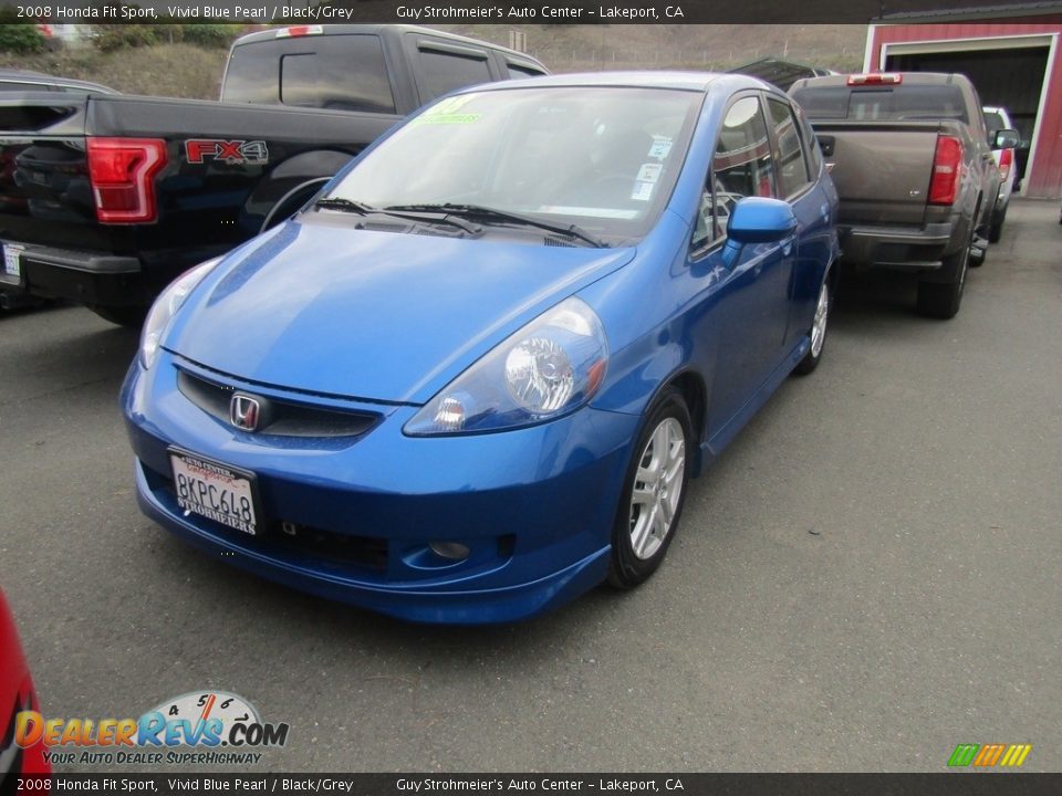 2008 Honda Fit Sport Vivid Blue Pearl / Black/Grey Photo #3