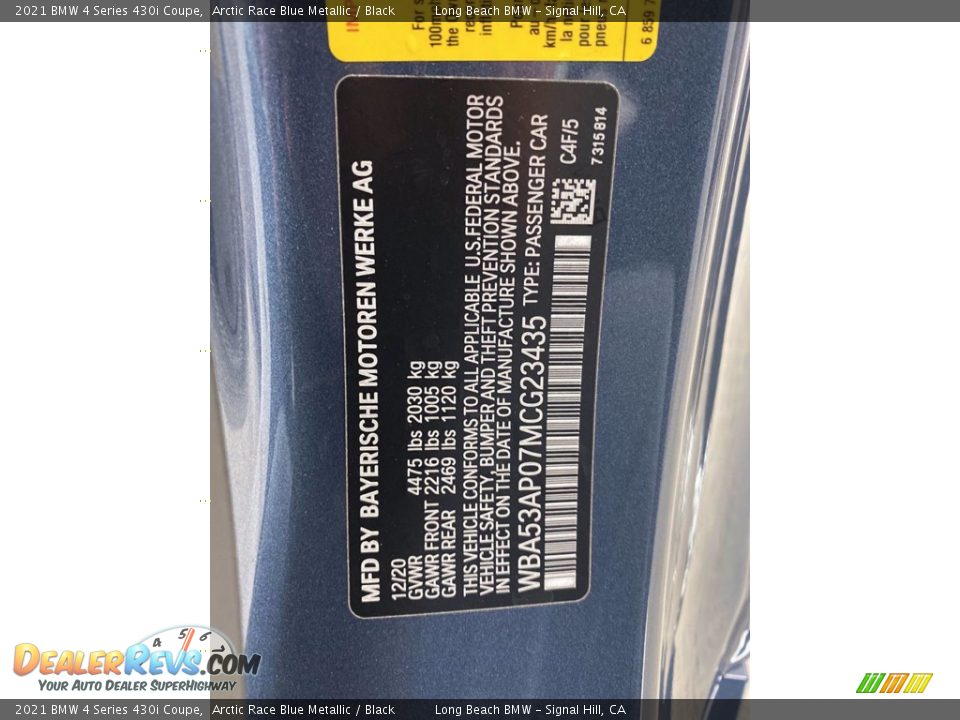 2021 BMW 4 Series 430i Coupe Arctic Race Blue Metallic / Black Photo #31