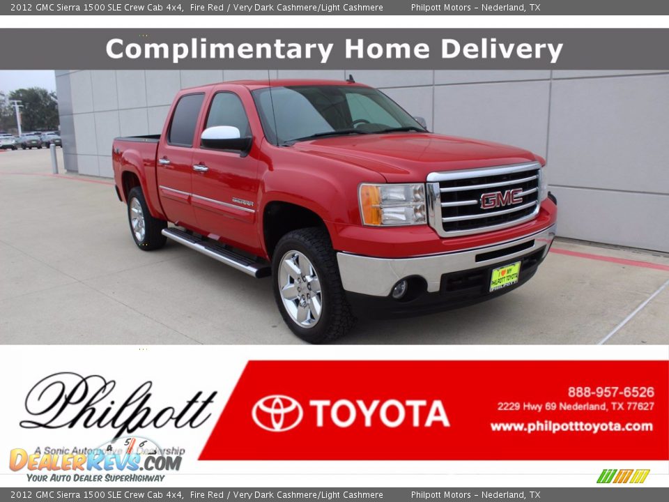 2012 GMC Sierra 1500 SLE Crew Cab 4x4 Fire Red / Very Dark Cashmere/Light Cashmere Photo #1