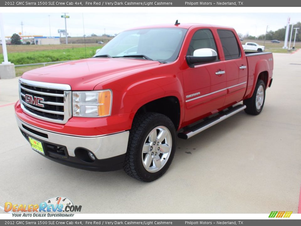 2012 GMC Sierra 1500 SLE Crew Cab 4x4 Fire Red / Very Dark Cashmere/Light Cashmere Photo #4