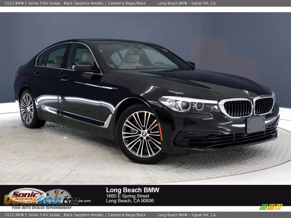 2020 BMW 5 Series 540i Sedan Black Sapphire Metallic / Canberra Beige/Black Photo #1