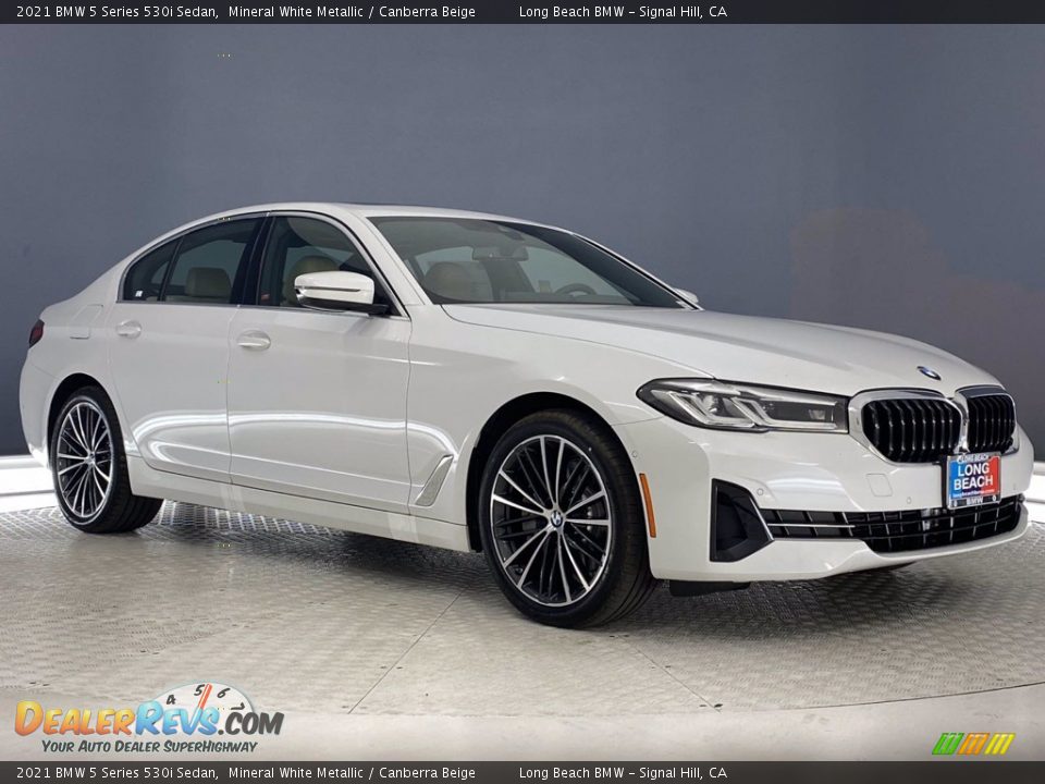 2021 BMW 5 Series 530i Sedan Mineral White Metallic / Canberra Beige Photo #1