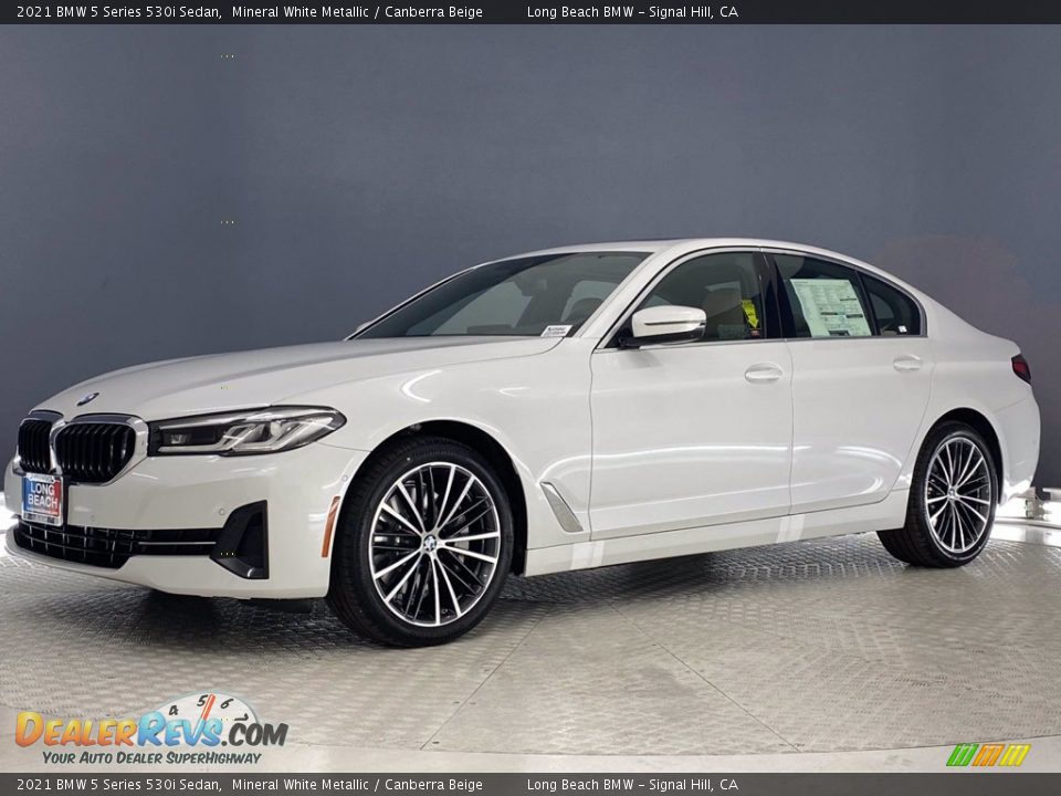 2021 BMW 5 Series 530i Sedan Mineral White Metallic / Canberra Beige Photo #6