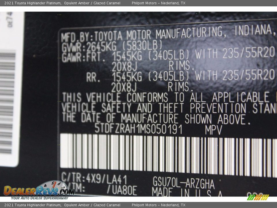 2021 Toyota Highlander Platinum Opulent Amber / Glazed Caramel Photo #22
