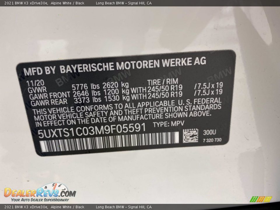 2021 BMW X3 xDrive30e Alpine White / Black Photo #25