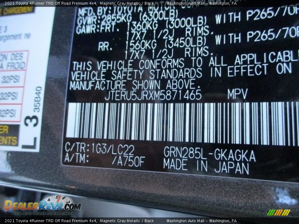 2021 Toyota 4Runner TRD Off Road Premium 4x4 Magnetic Gray Metallic / Black Photo #19