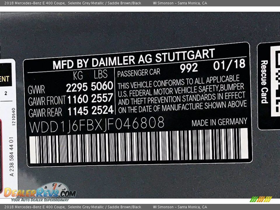 2018 Mercedes-Benz E 400 Coupe Selenite Grey Metallic / Saddle Brown/Black Photo #32