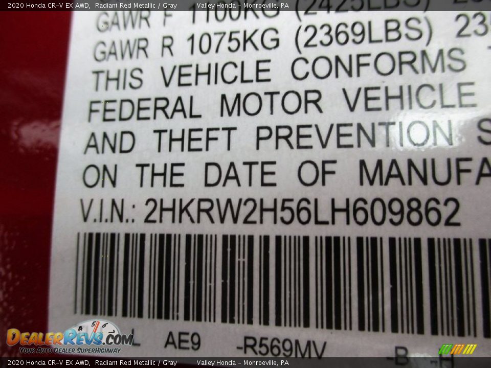 2020 Honda CR-V EX AWD Radiant Red Metallic / Gray Photo #19
