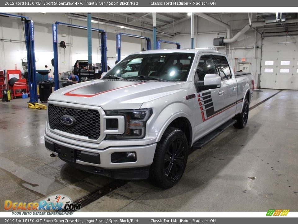 2019 Ford F150 XLT Sport SuperCrew 4x4 Ingot Silver / Sport Black/Red Photo #2