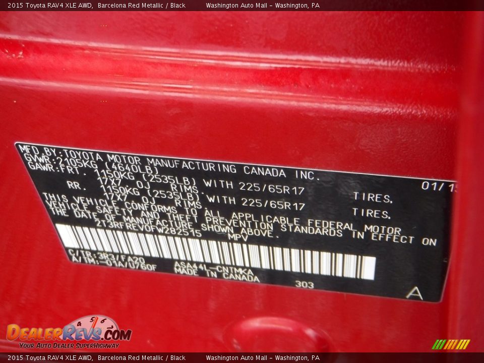 2015 Toyota RAV4 XLE AWD Barcelona Red Metallic / Black Photo #27