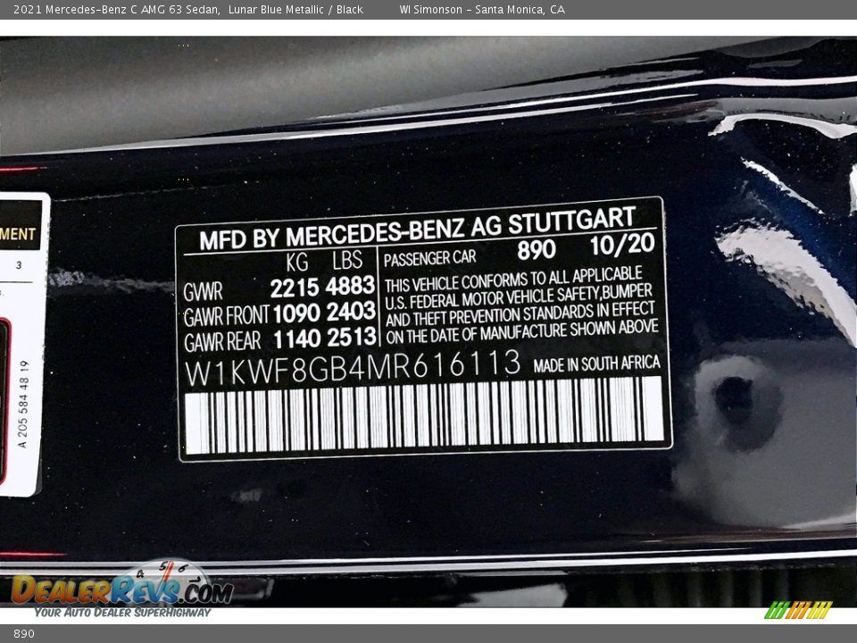 Mercedes-Benz Color Code 890 Lunar Blue Metallic