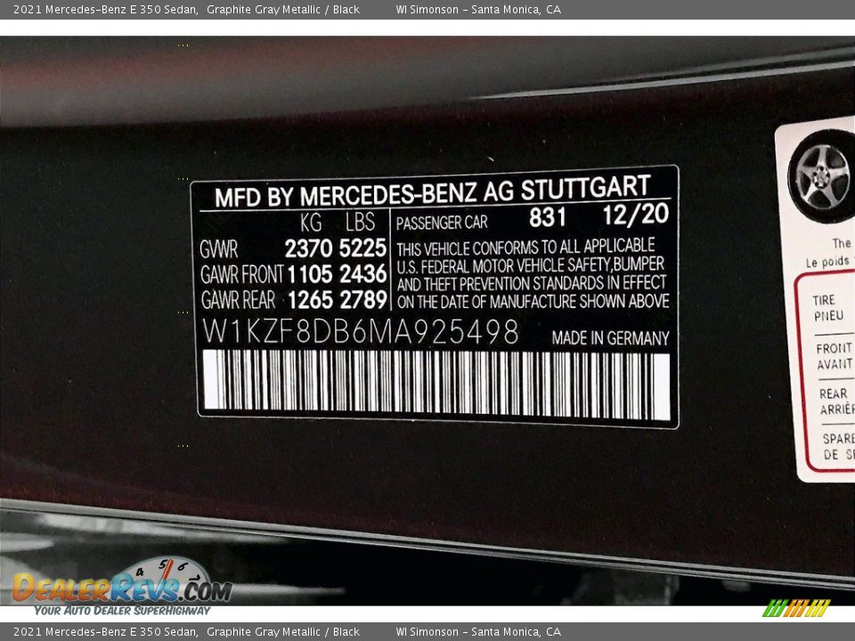 2021 Mercedes-Benz E 350 Sedan Graphite Gray Metallic / Black Photo #10
