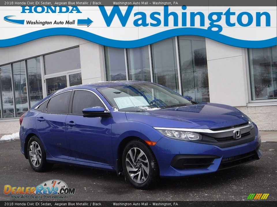 2018 Honda Civic EX Sedan Aegean Blue Metallic / Black Photo #1