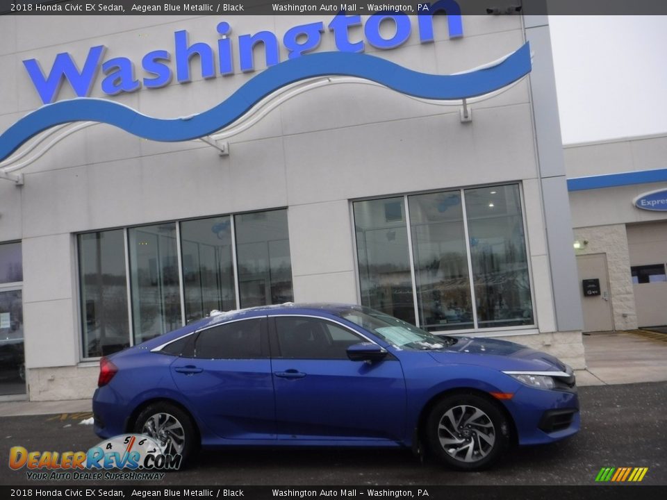 2018 Honda Civic EX Sedan Aegean Blue Metallic / Black Photo #2