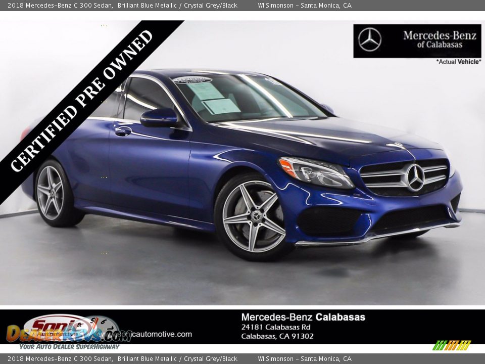 2018 Mercedes-Benz C 300 Sedan Brilliant Blue Metallic / Crystal Grey/Black Photo #1