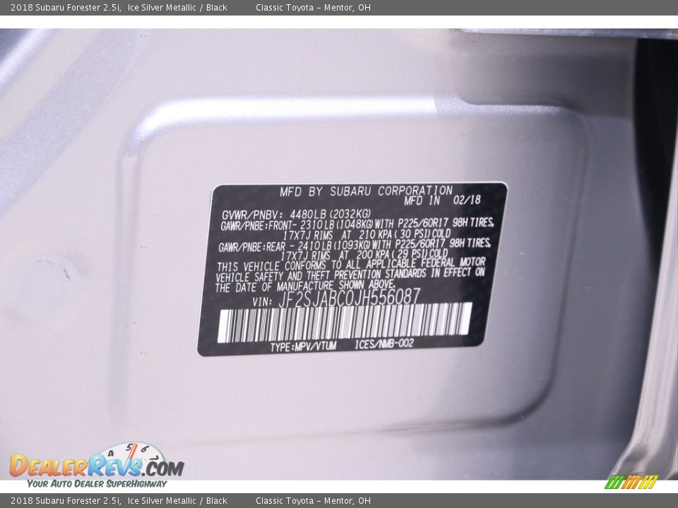 2018 Subaru Forester 2.5i Ice Silver Metallic / Black Photo #24