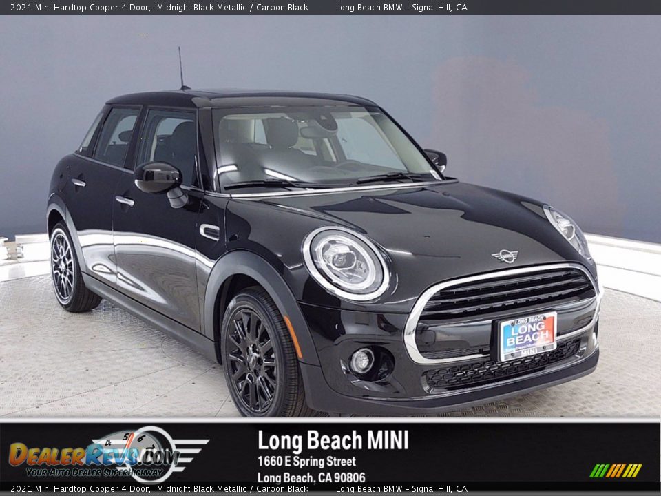 2021 Mini Hardtop Cooper 4 Door Midnight Black Metallic / Carbon Black Photo #1