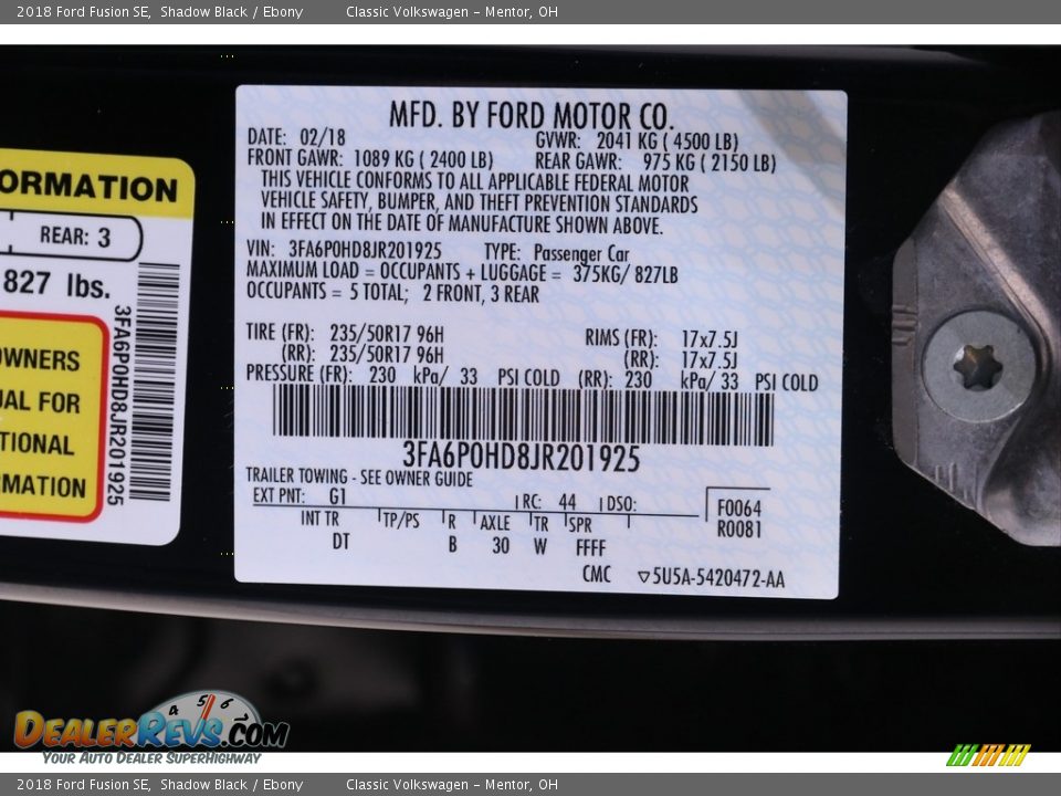 2018 Ford Fusion SE Shadow Black / Ebony Photo #25