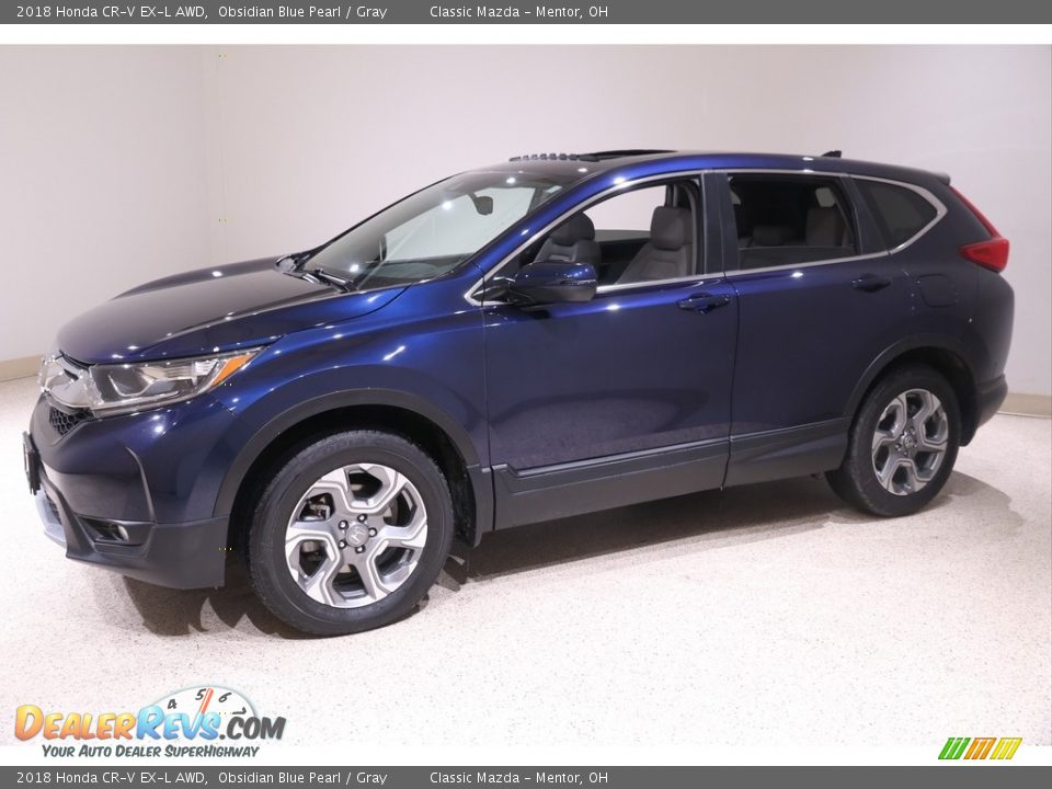 2018 Honda CR-V EX-L AWD Obsidian Blue Pearl / Gray Photo #3