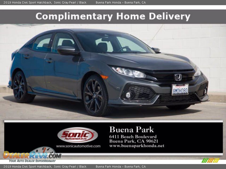 2019 Honda Civic Sport Hatchback Sonic Gray Pearl / Black Photo #1