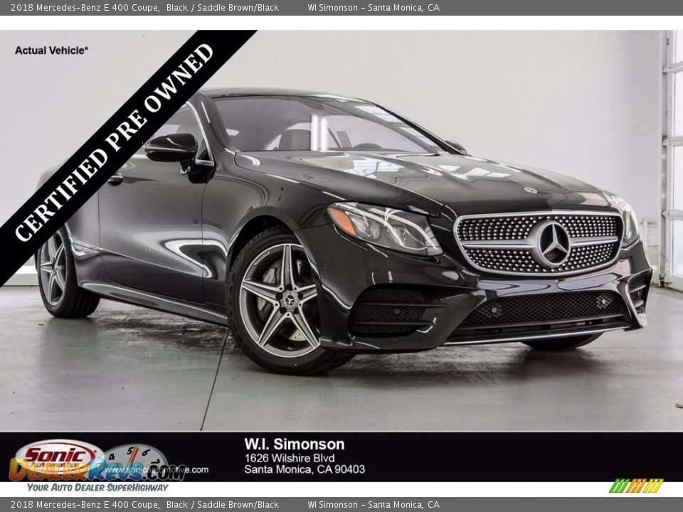 2018 Mercedes-Benz E 400 Coupe Black / Saddle Brown/Black Photo #1