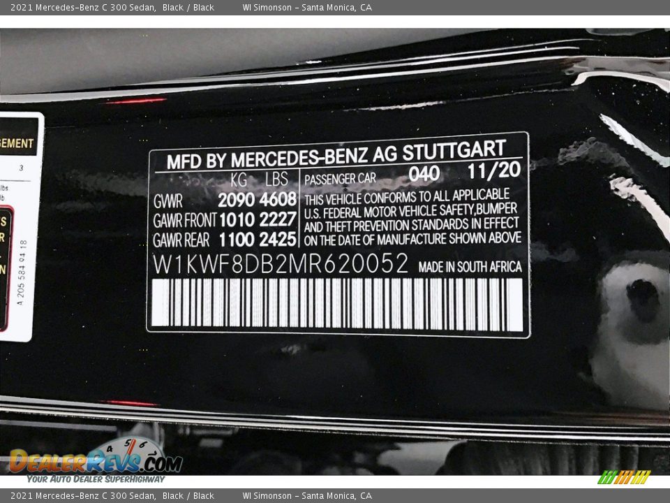 2021 Mercedes-Benz C 300 Sedan Black / Black Photo #10