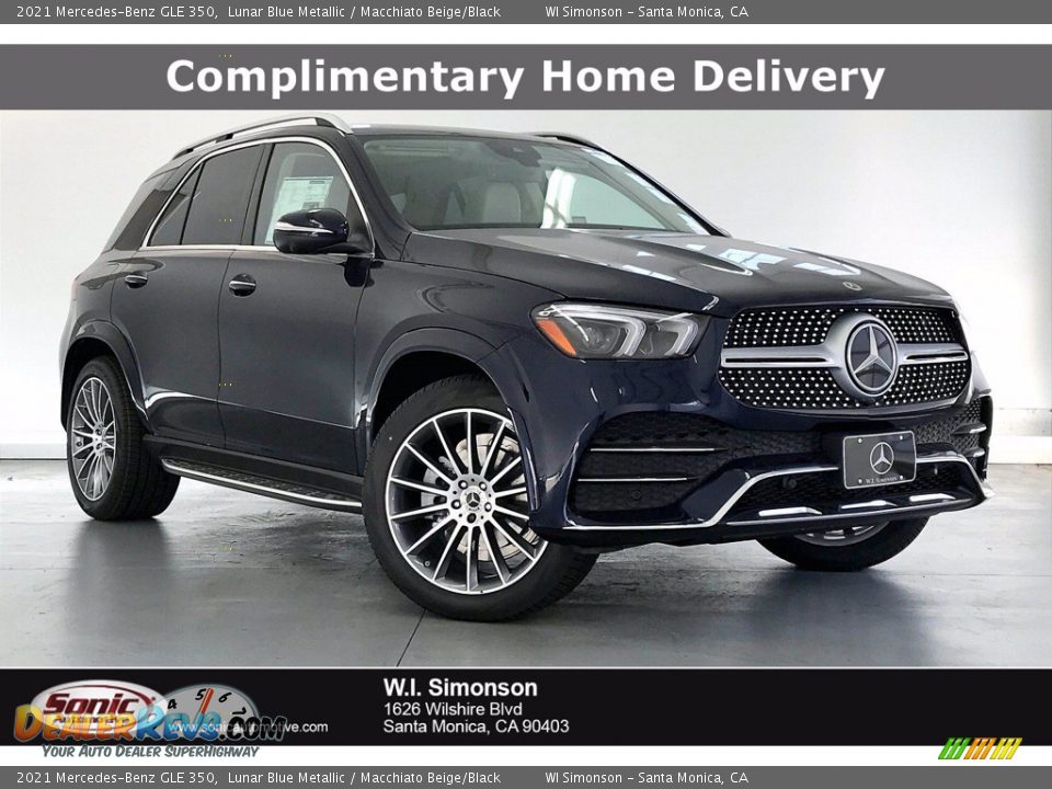 2021 Mercedes-Benz GLE 350 Lunar Blue Metallic / Macchiato Beige/Black Photo #1