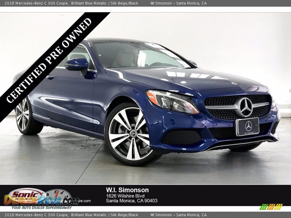 2018 Mercedes-Benz C 300 Coupe Brilliant Blue Metallic / Silk Beige/Black Photo #1