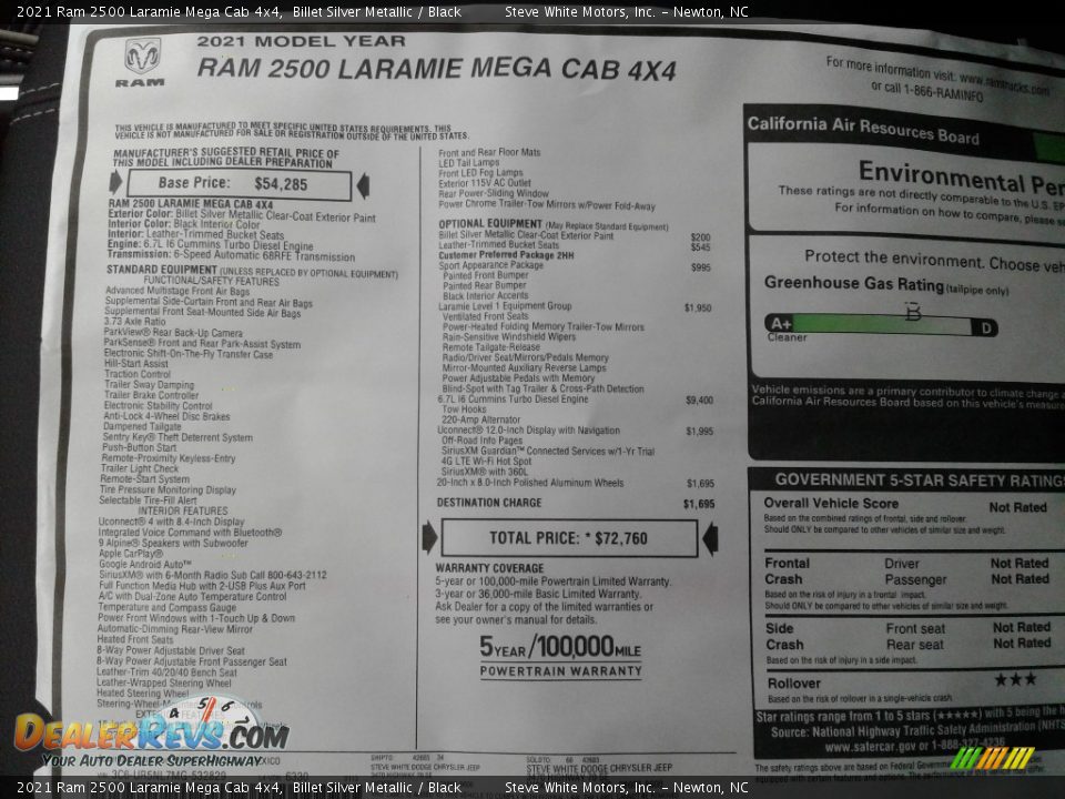 2021 Ram 2500 Laramie Mega Cab 4x4 Billet Silver Metallic / Black Photo #33