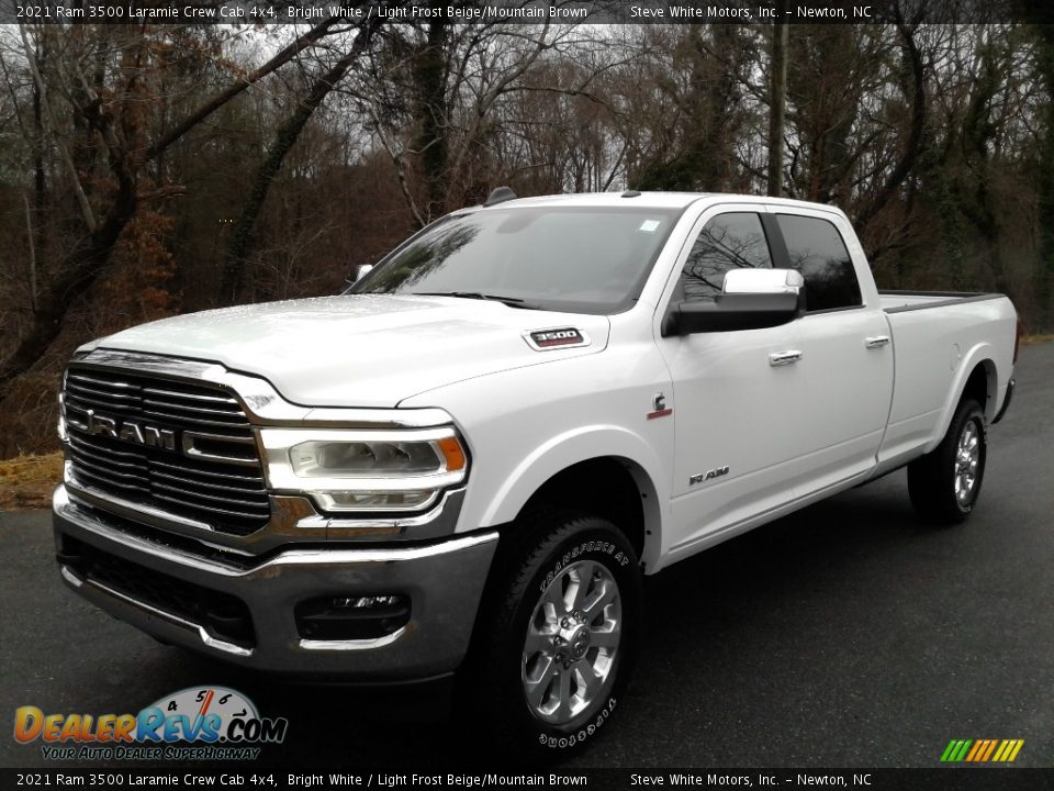 2021 Ram 3500 Laramie Crew Cab 4x4 Bright White / Light Frost Beige/Mountain Brown Photo #2