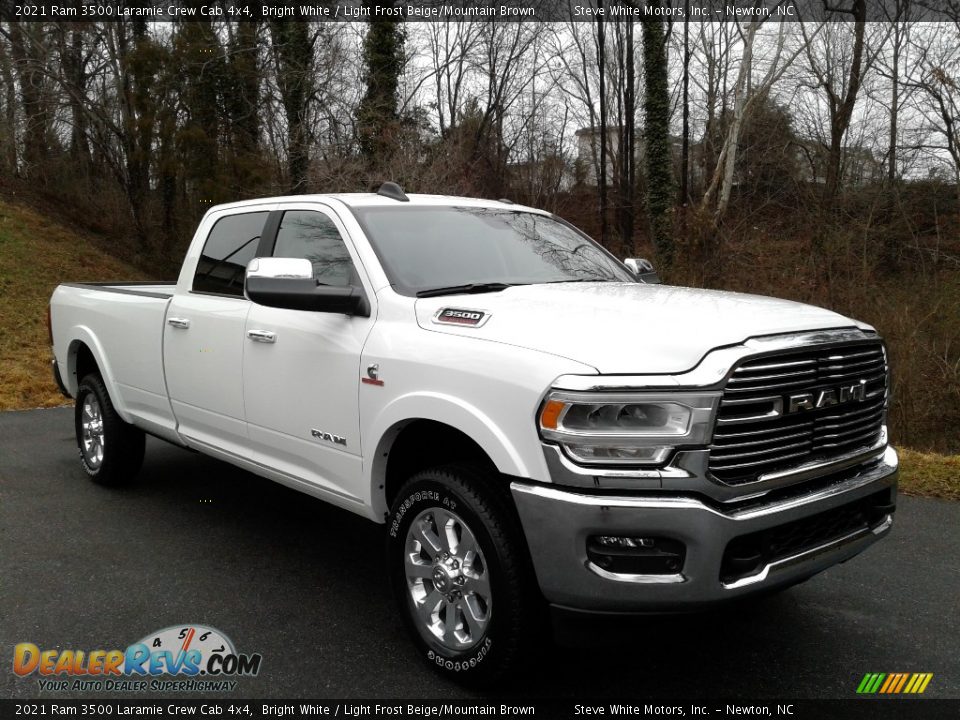 2021 Ram 3500 Laramie Crew Cab 4x4 Bright White / Light Frost Beige/Mountain Brown Photo #4