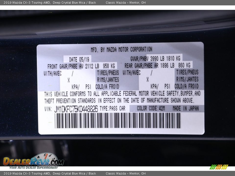 2019 Mazda CX-3 Touring AWD Deep Crystal Blue Mica / Black Photo #19