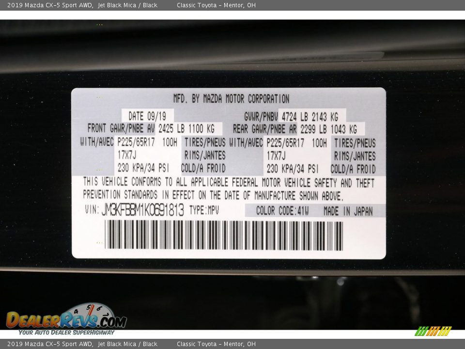 2019 Mazda CX-5 Sport AWD Jet Black Mica / Black Photo #19