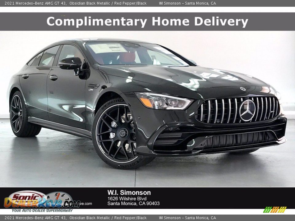 2021 Mercedes-Benz AMG GT 43 Obsidian Black Metallic / Red Pepper/Black Photo #1