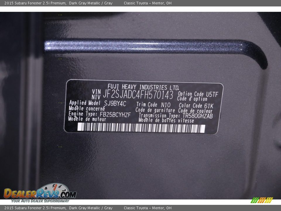 2015 Subaru Forester 2.5i Premium Dark Gray Metallic / Gray Photo #21