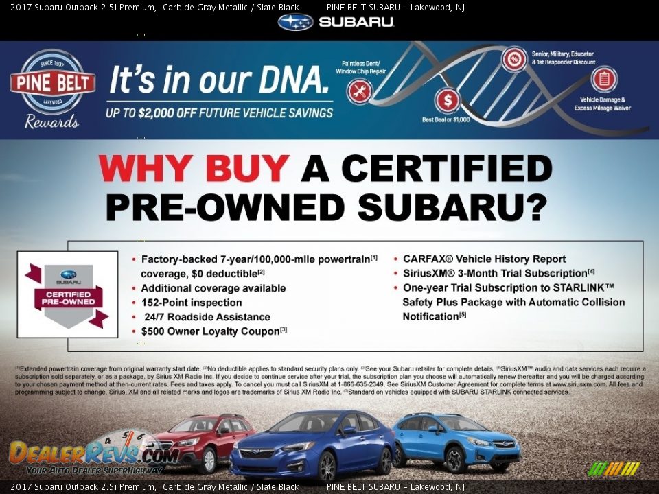 2017 Subaru Outback 2.5i Premium Carbide Gray Metallic / Slate Black Photo #2