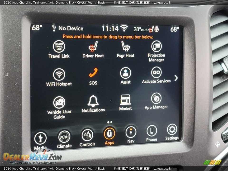 2020 Jeep Cherokee Trailhawk 4x4 Diamond Black Crystal Pearl / Black Photo #7