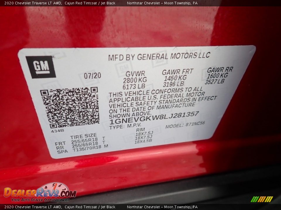 2020 Chevrolet Traverse LT AWD Cajun Red Tintcoat / Jet Black Photo #18