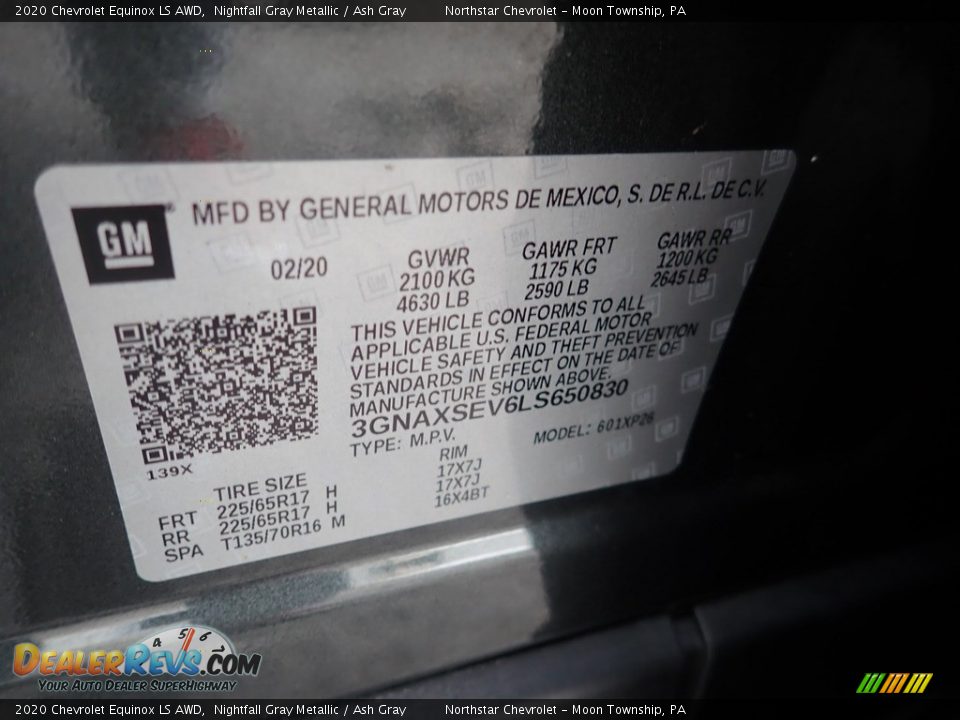2020 Chevrolet Equinox LS AWD Nightfall Gray Metallic / Ash Gray Photo #18