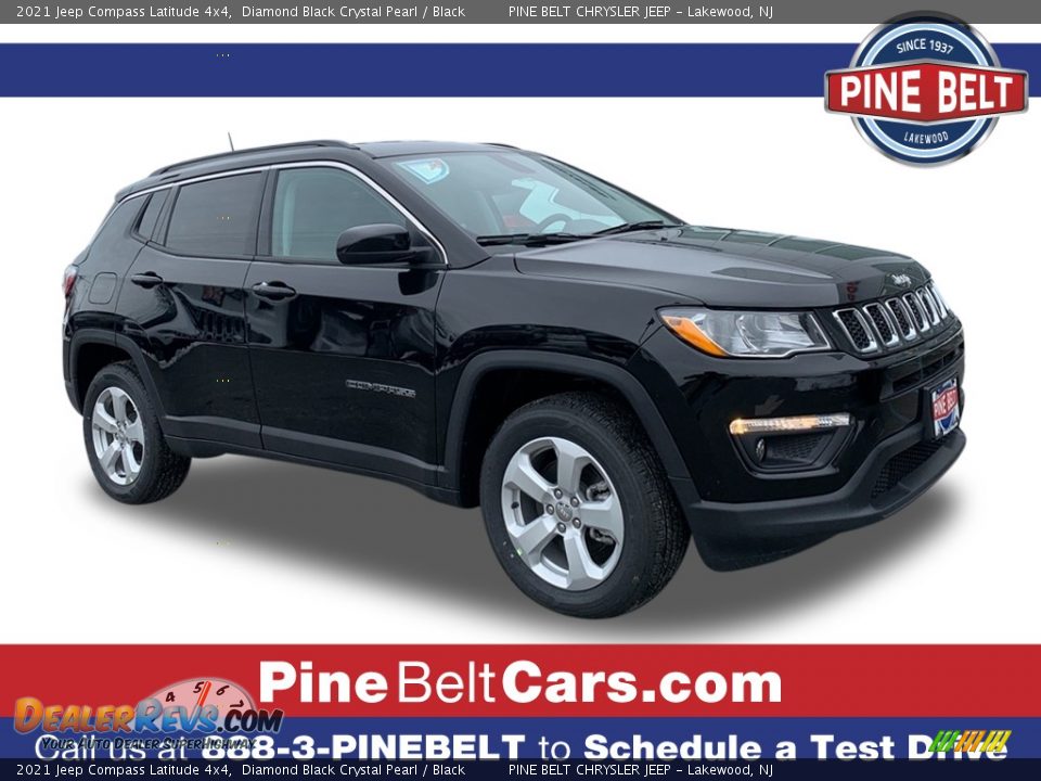 2021 Jeep Compass Latitude 4x4 Diamond Black Crystal Pearl / Black Photo #1