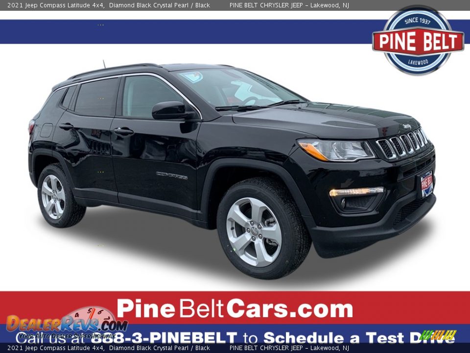 2021 Jeep Compass Latitude 4x4 Diamond Black Crystal Pearl / Black Photo #1