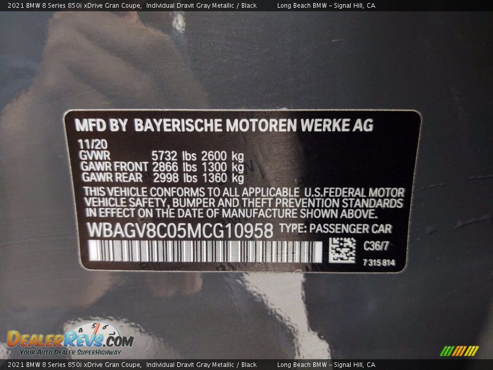 2021 BMW 8 Series 850i xDrive Gran Coupe Individual Dravit Gray Metallic / Black Photo #24