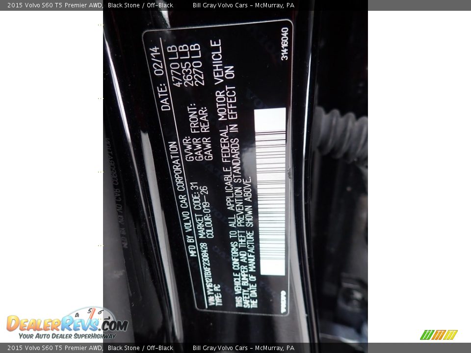 2015 Volvo S60 T5 Premier AWD Black Stone / Off-Black Photo #24