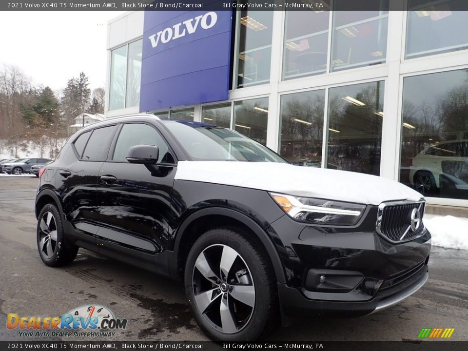 2021 Volvo XC40 T5 Momentum AWD Black Stone / Blond/Charcoal Photo #1